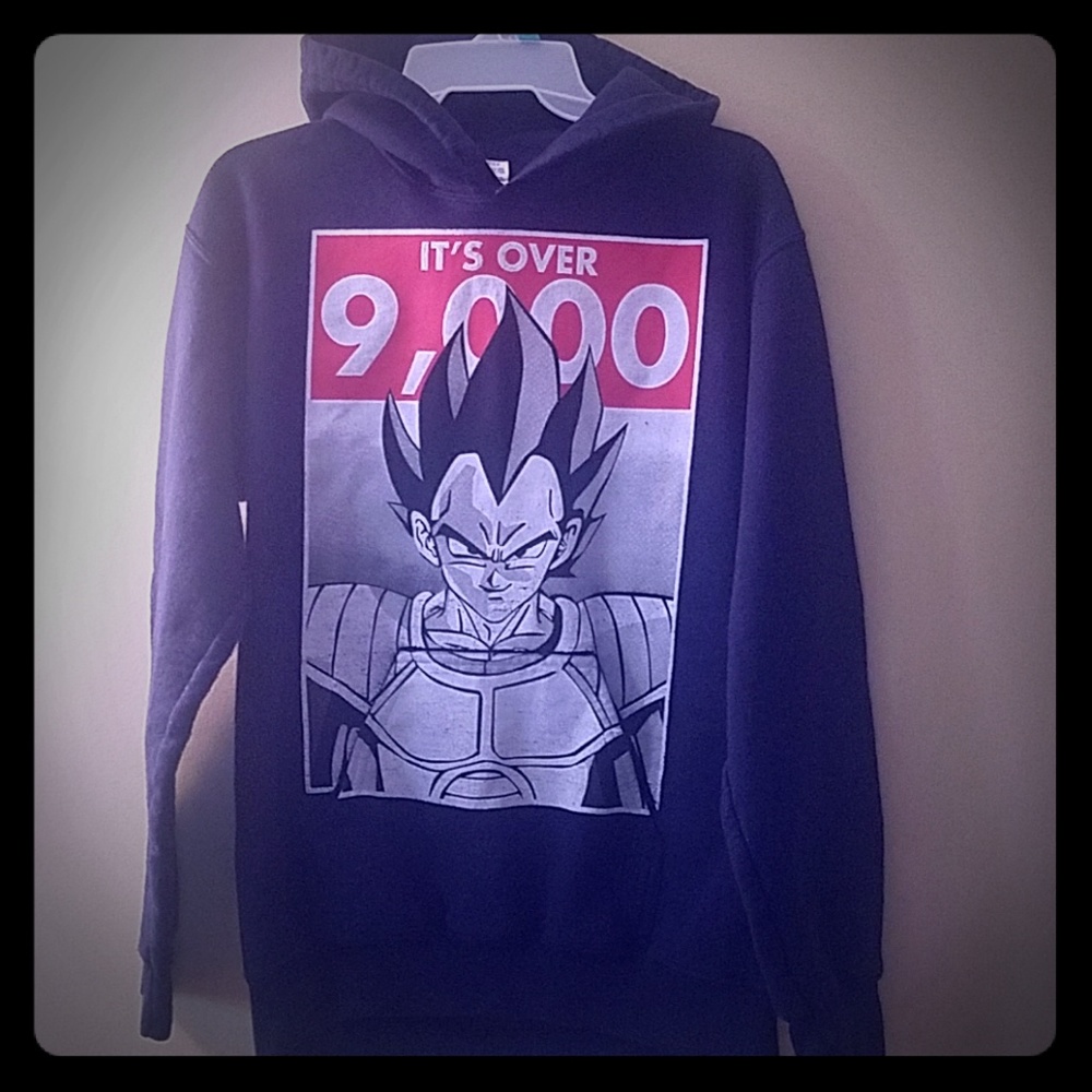 Vegeta It's Over 9,000 hoodie men's sz small